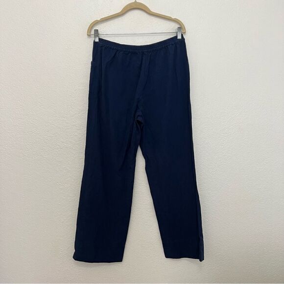 Soft Surroundings Navy Blue Pull On 100% Cotton High Rise Pants Women’s Small - Picture 9 of 12